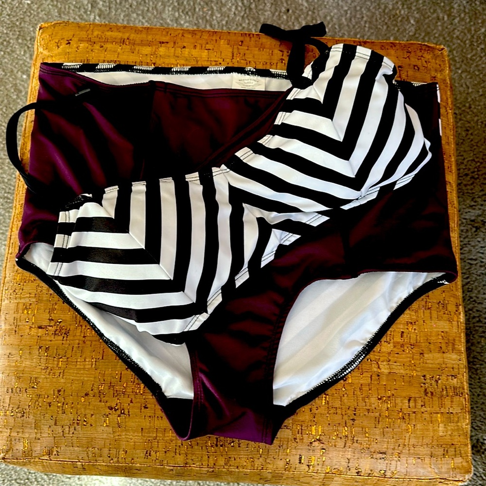 Nettle’s Tale black/white/purple bikini swimsuit